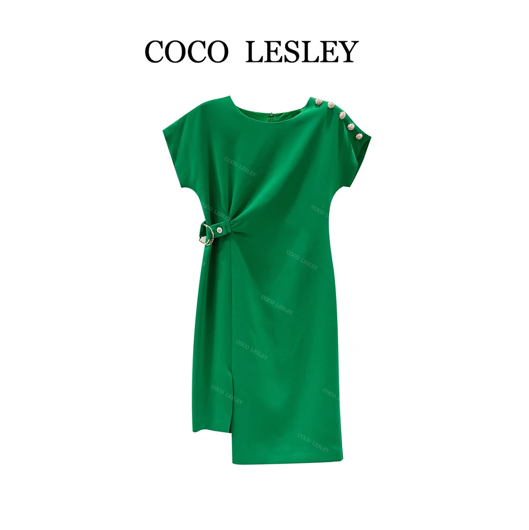 COCO LESLEY/OL通勤气质时尚不规则连衣裙25683