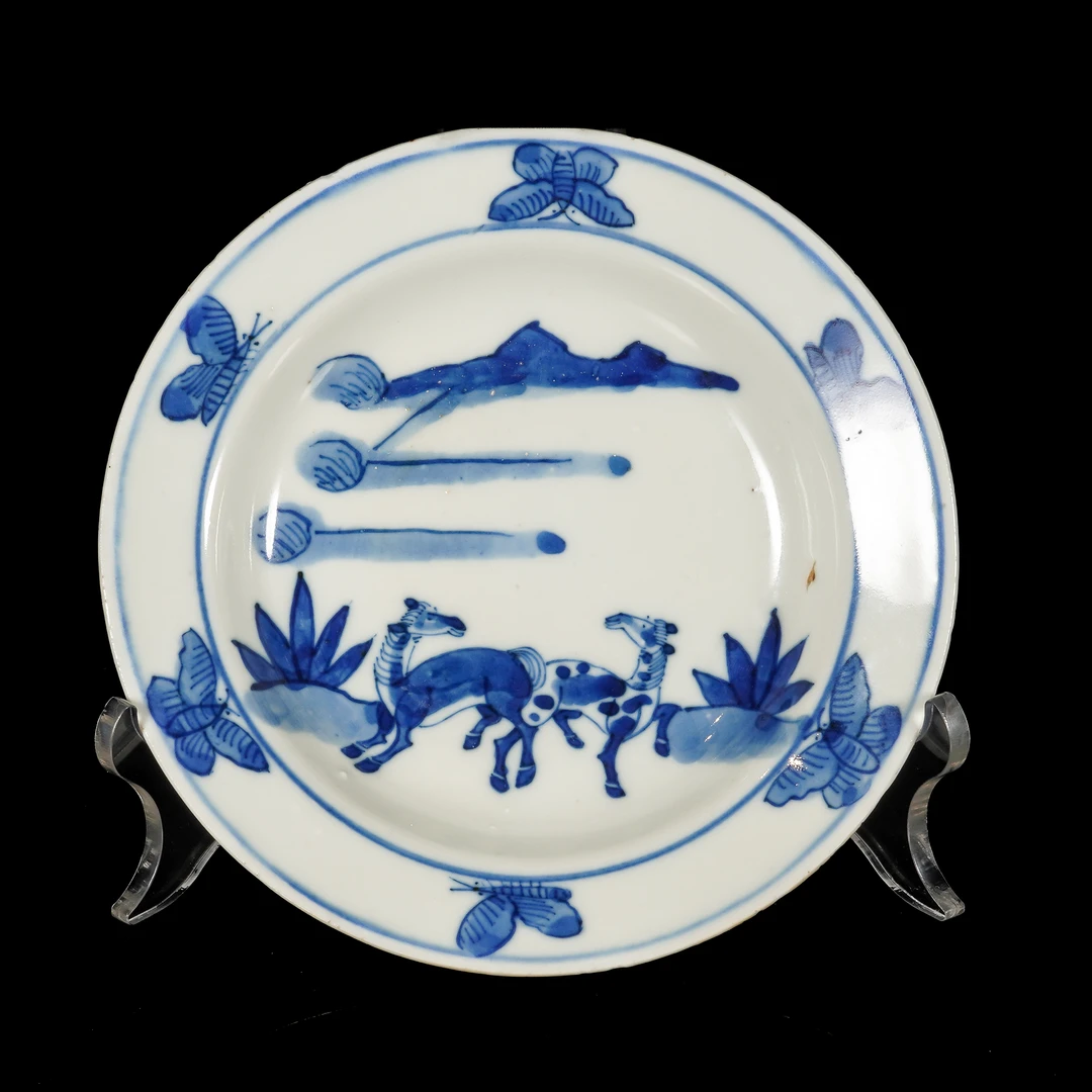 清中期青花动物盘/C372