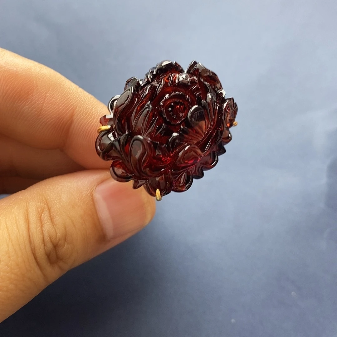 琥珀未镶嵌裸石戒指