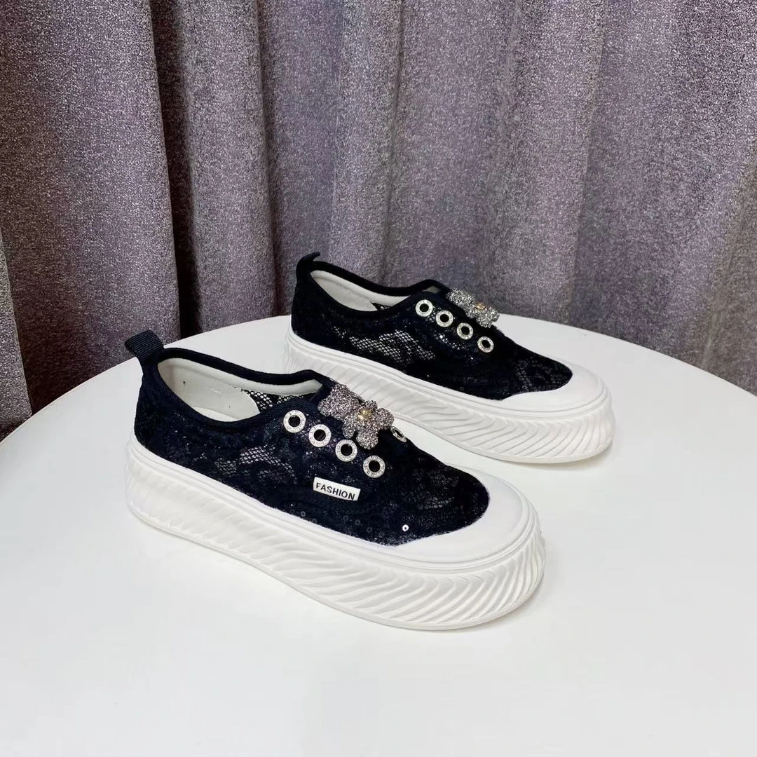 C6764 黑色  夏季时尚系带厚底休闲运动鞋女士增高板鞋渔夫鞋