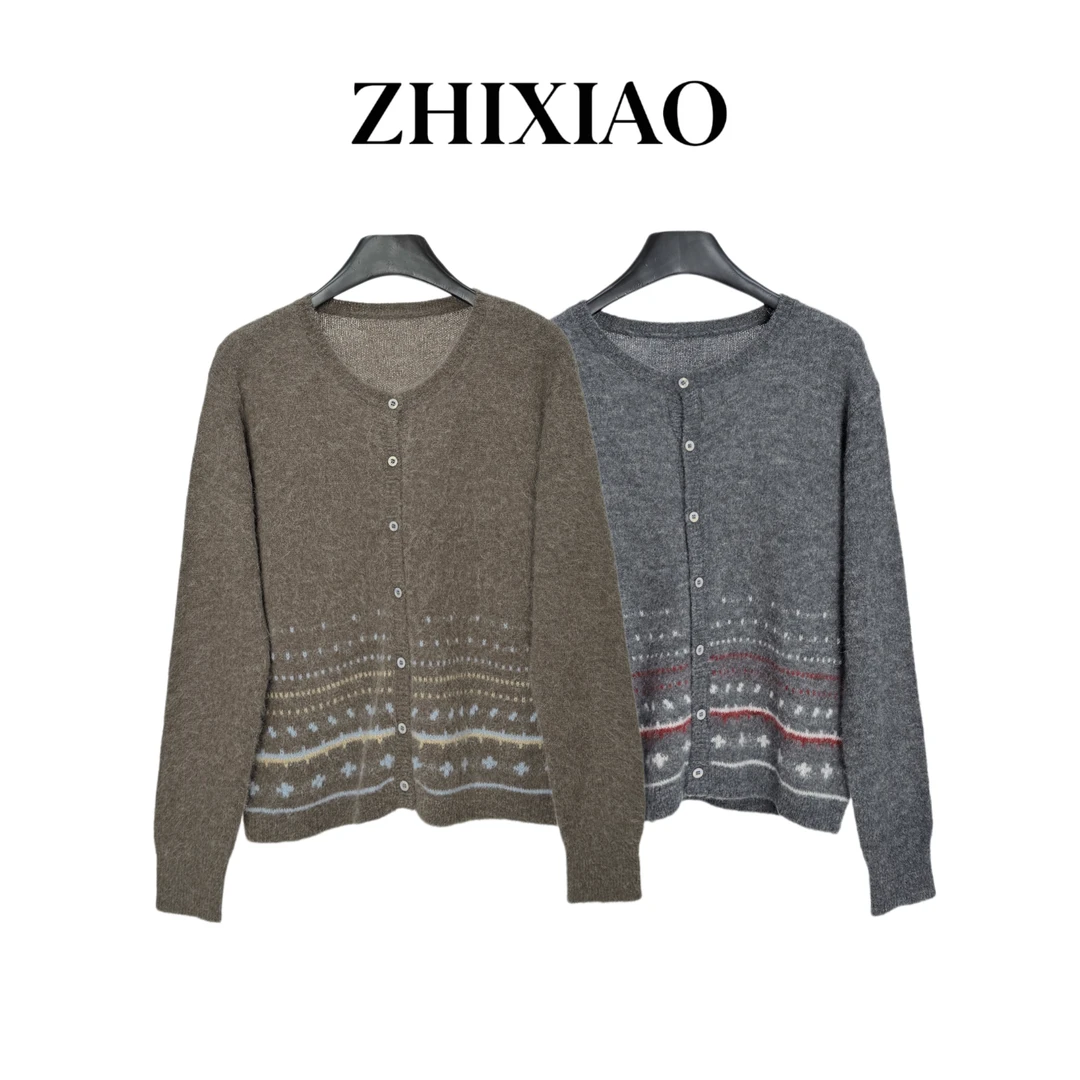 【ZHIXIAO】秋冬新款：提花毛衣开衫TR1040