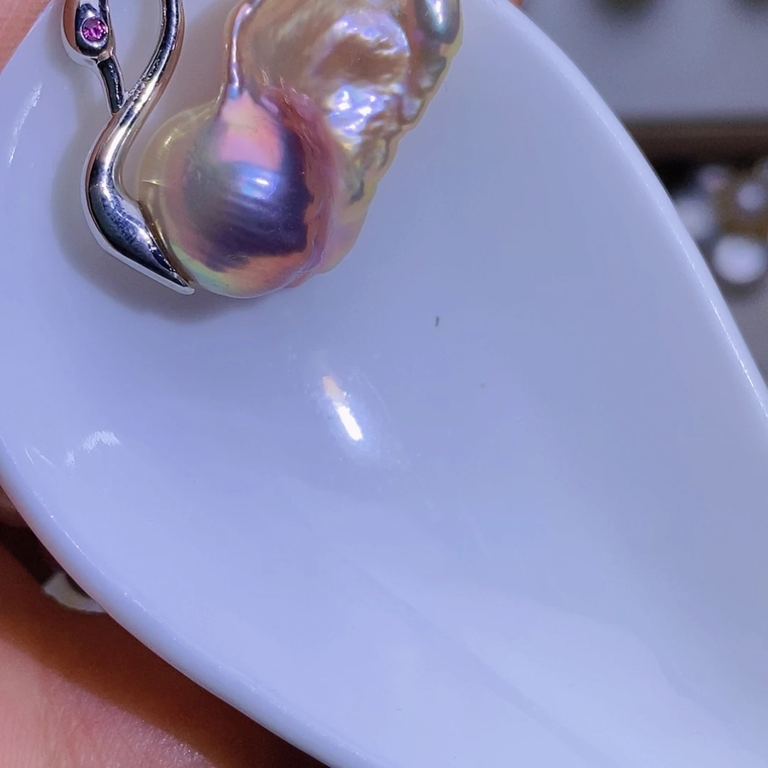 银S925镶嵌淡水珍珠淡水珍珠