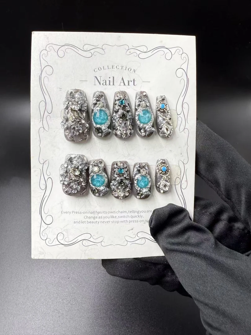 【Dandan出品】澜景 长梯 纯手工穿戴甲10片 重工高级款