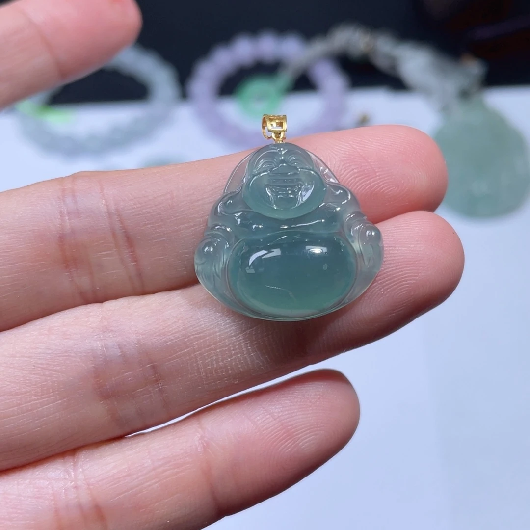 翡翠颈饰18K金镶嵌佛