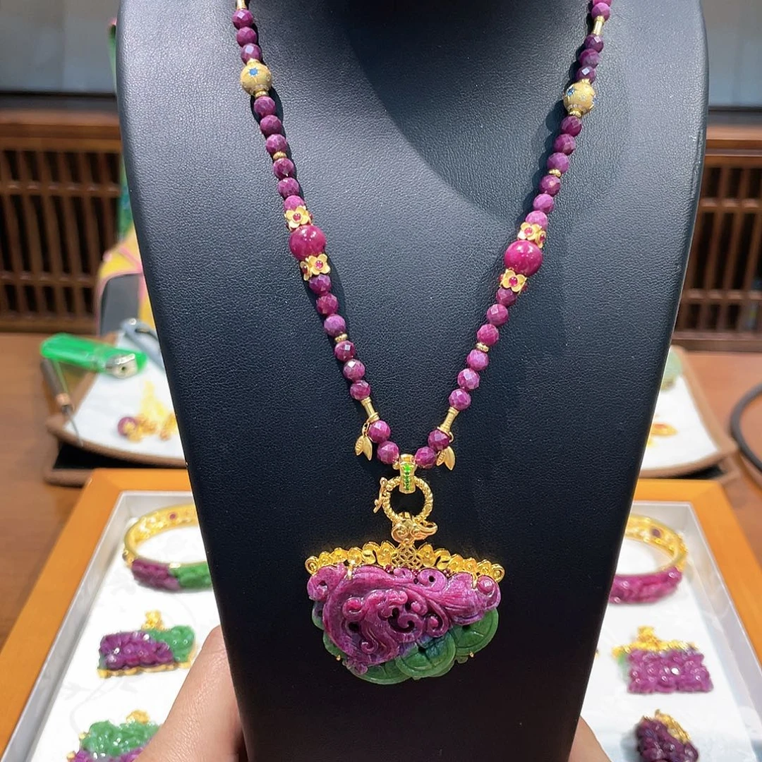 锦纶非金属吊坠项链红宝