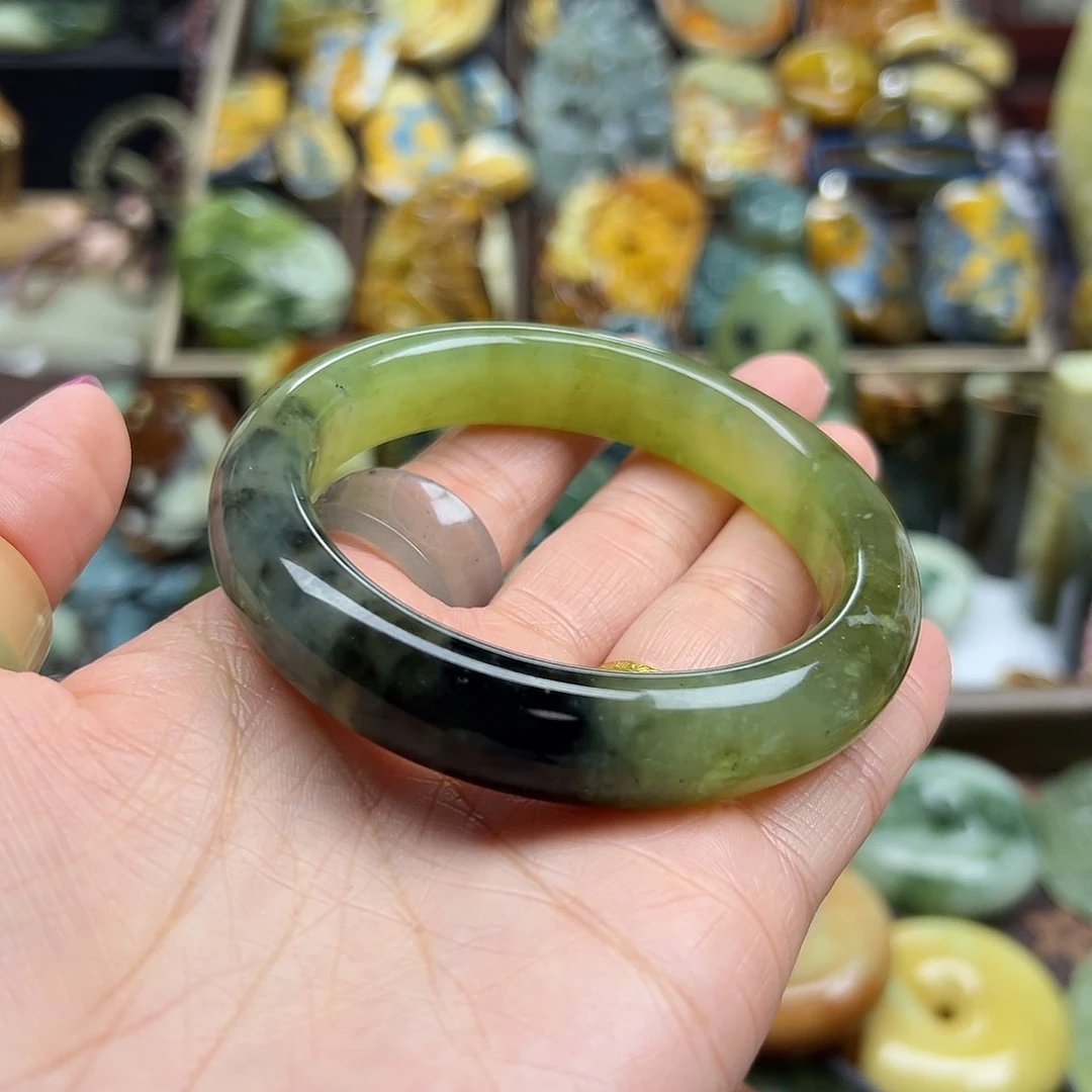 岫玉未镶嵌颈饰a****_岫玉水墨手镯58