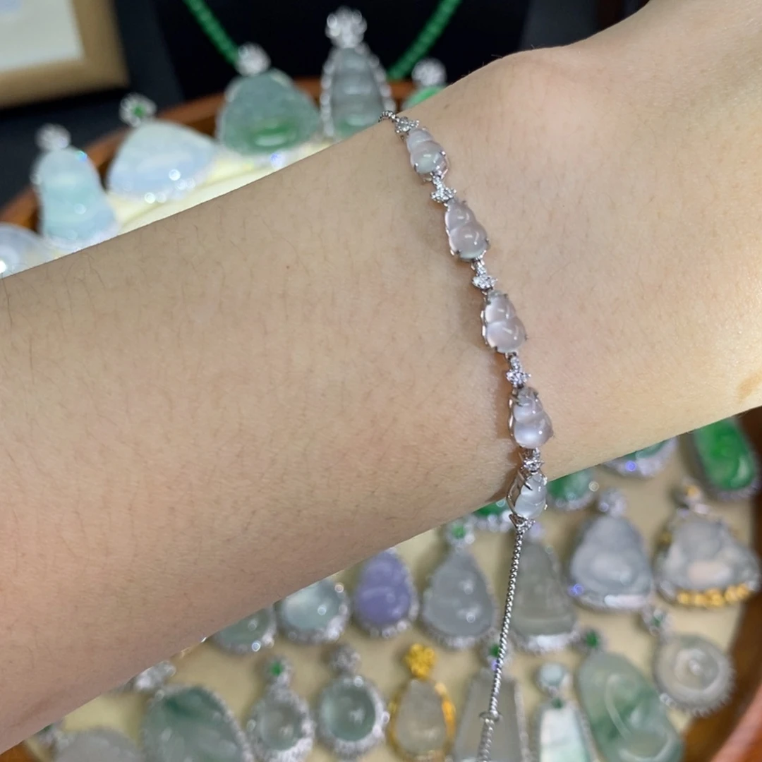 翡翠18K金镶嵌颈饰A货翡翠