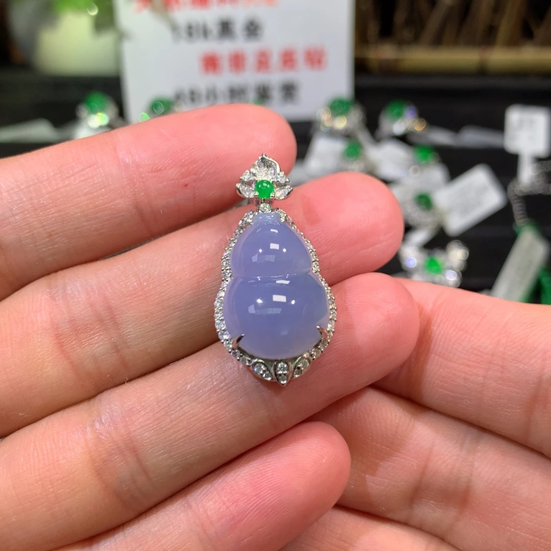 【闪购商品】翡翠吊坠(不含链)18K金镶嵌葫芦