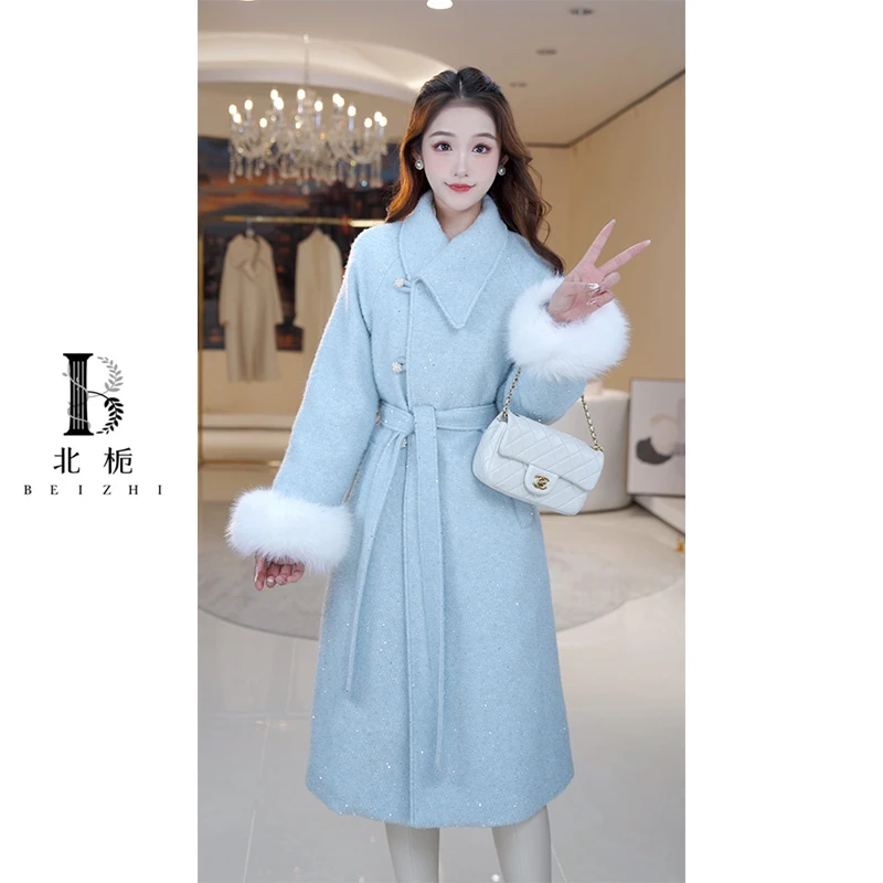 【北栀】千金风气质亮闪大衣羽绒服813424+短款813439