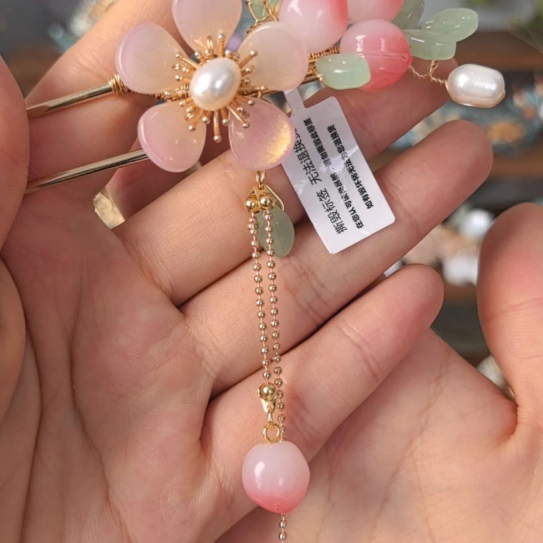 铜合金无小桃子发钗一支