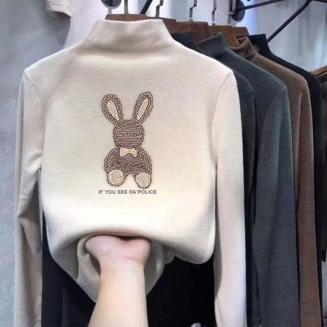 女童加厚德绒打底衫半高领一体绒秋冬款儿童长袖t恤保暖内搭上衣