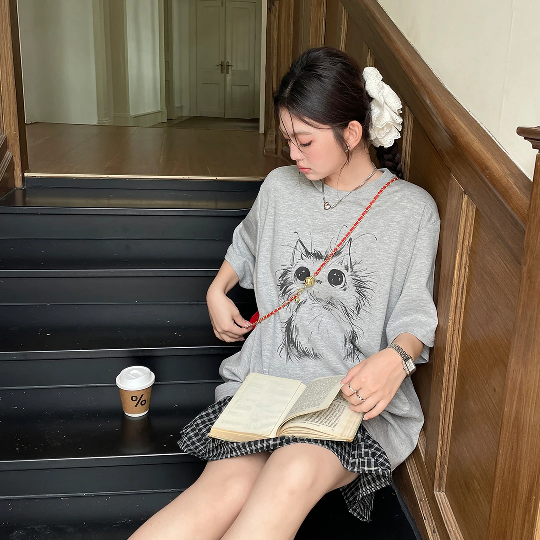 【现现专场】大码女装2025新款夏季减龄款上衣短袖胖mm遮肚子t恤