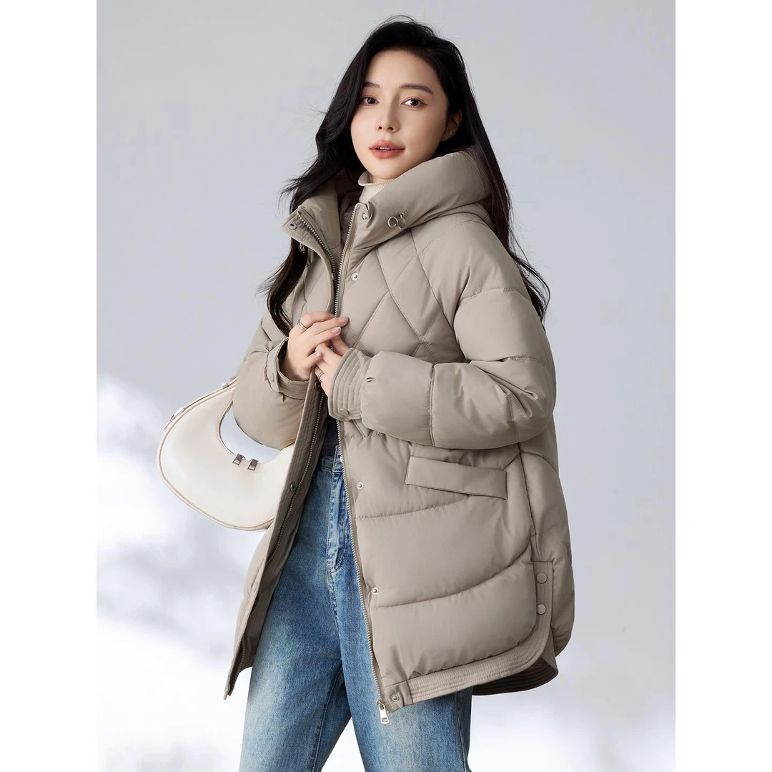 樱鲜中长款加厚保暖棉服女2025年新款冬季棉衣外套宽松大码袄面