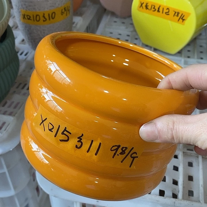 陶盆有孔 瑕疵针孔漏釉介意勿拍 口高