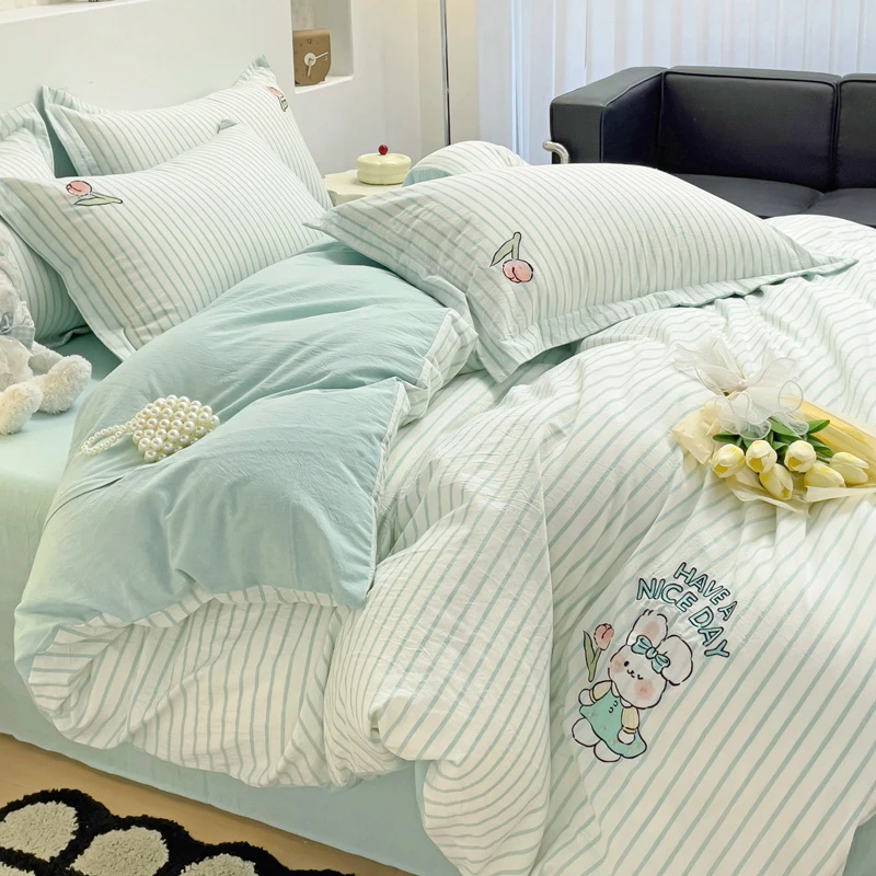 全棉水洗棉床上用品四件套2025新款纯棉儿童高端三件套床上用品