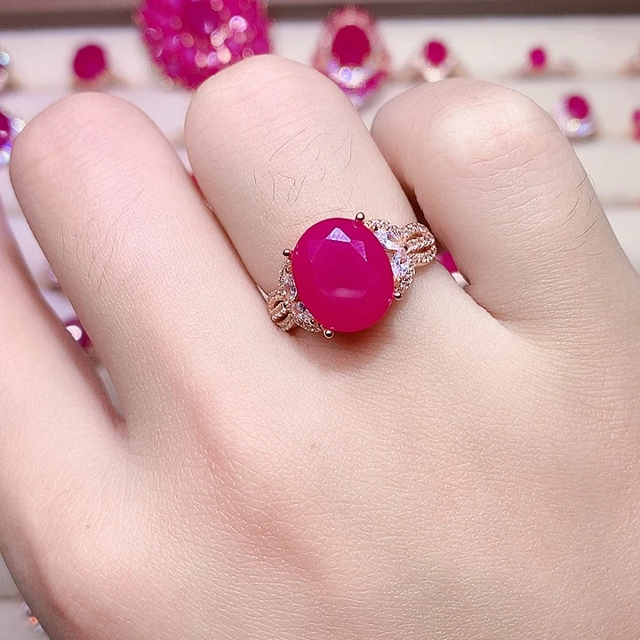 戒指银S925镶嵌红宝石