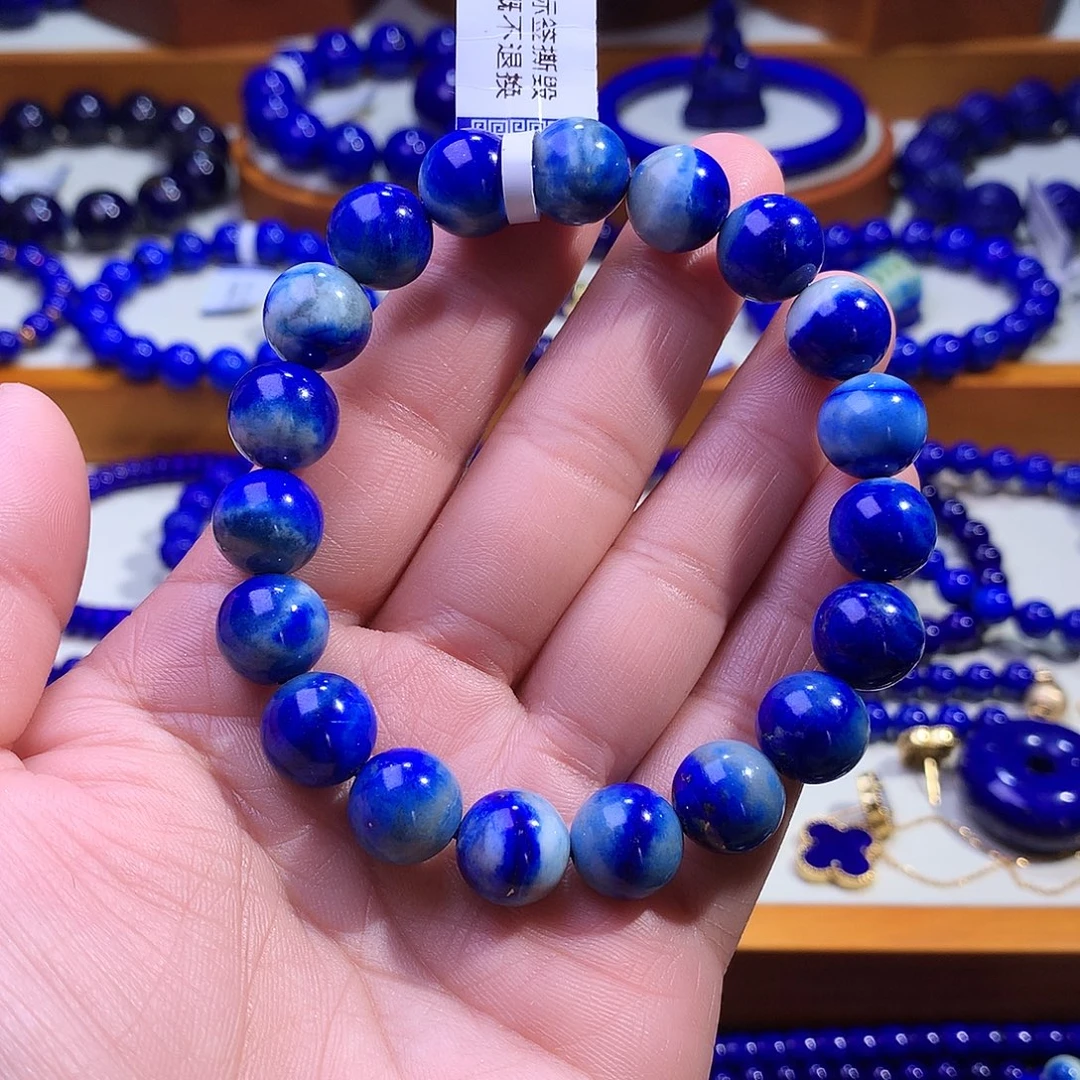 青金石未镶嵌手串11m超美稀有蓝天白云玉化料3458