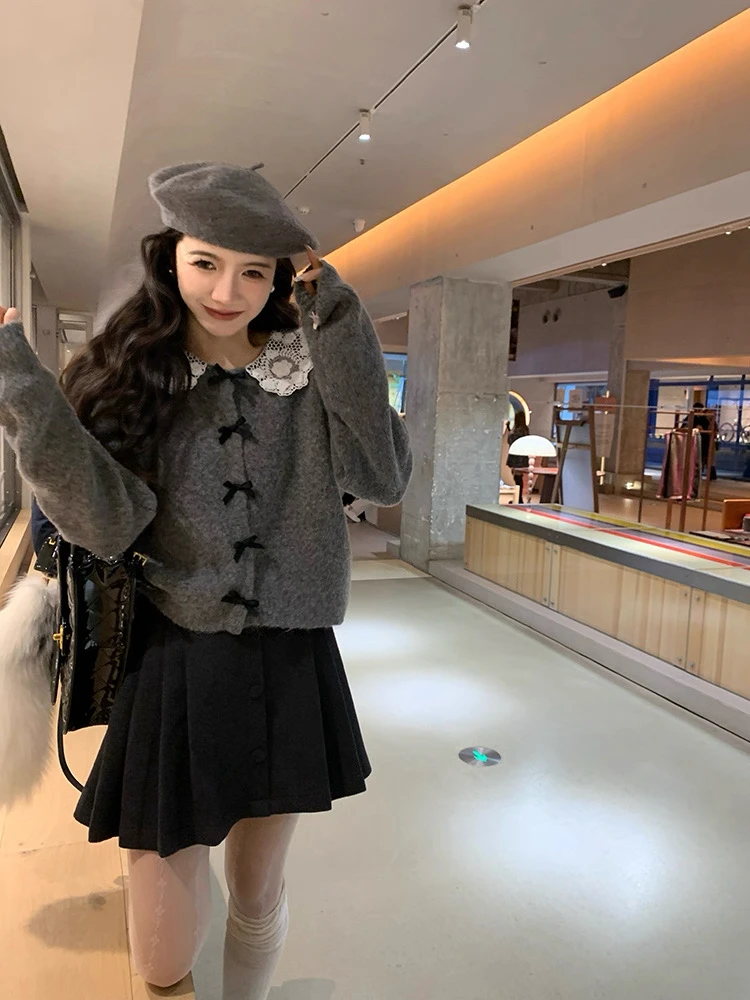 N大清仓！灰色羊毛百褶半身裙短裙