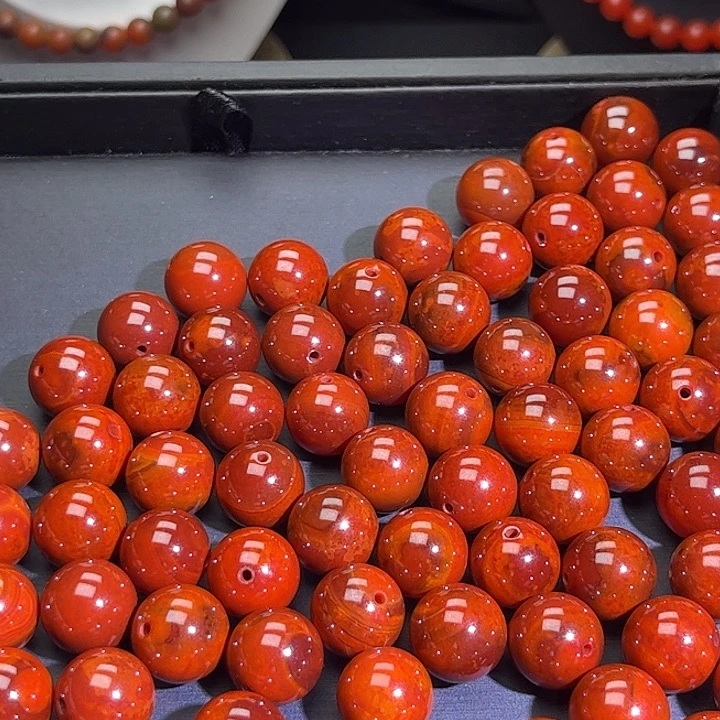 南红玛瑙未镶嵌手链14火焰纹单珠