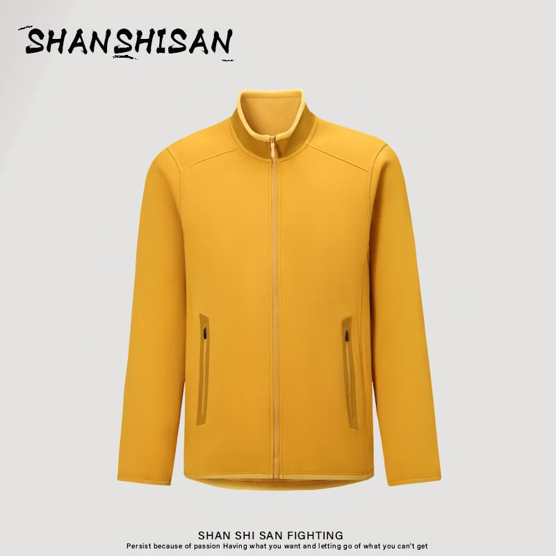 秋冬新款男士户外加绒保暖抗静电弹力立领抓绒开衫夹克外套HB2026