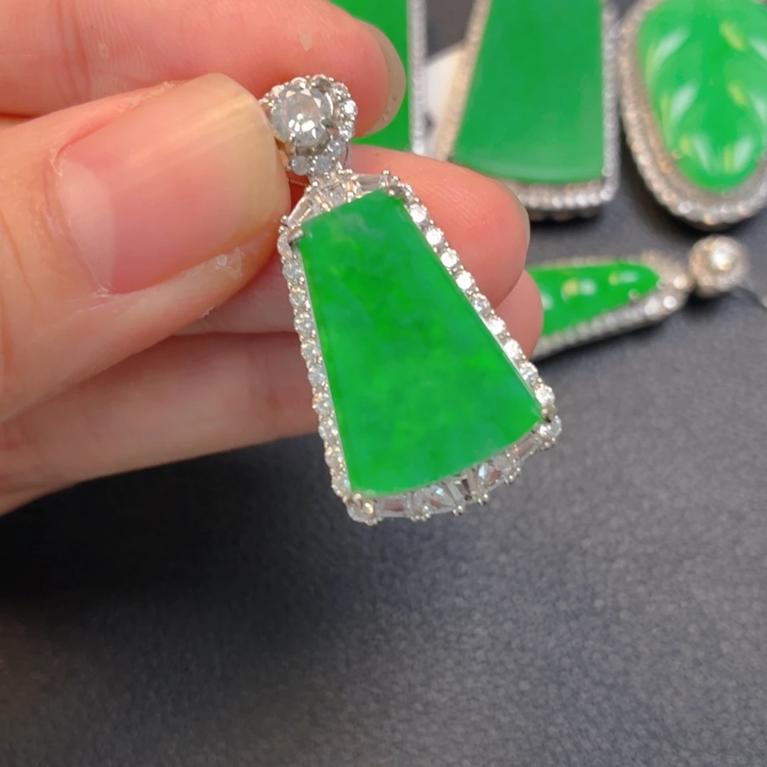 翡翠银S925镶嵌吊坠(不含链)