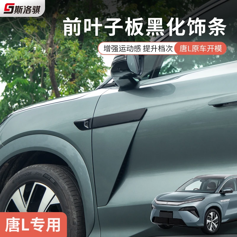 适用于比亚迪唐Ldmip/EV叶子板黑化饰条防护盖车身黑武士改装饰件