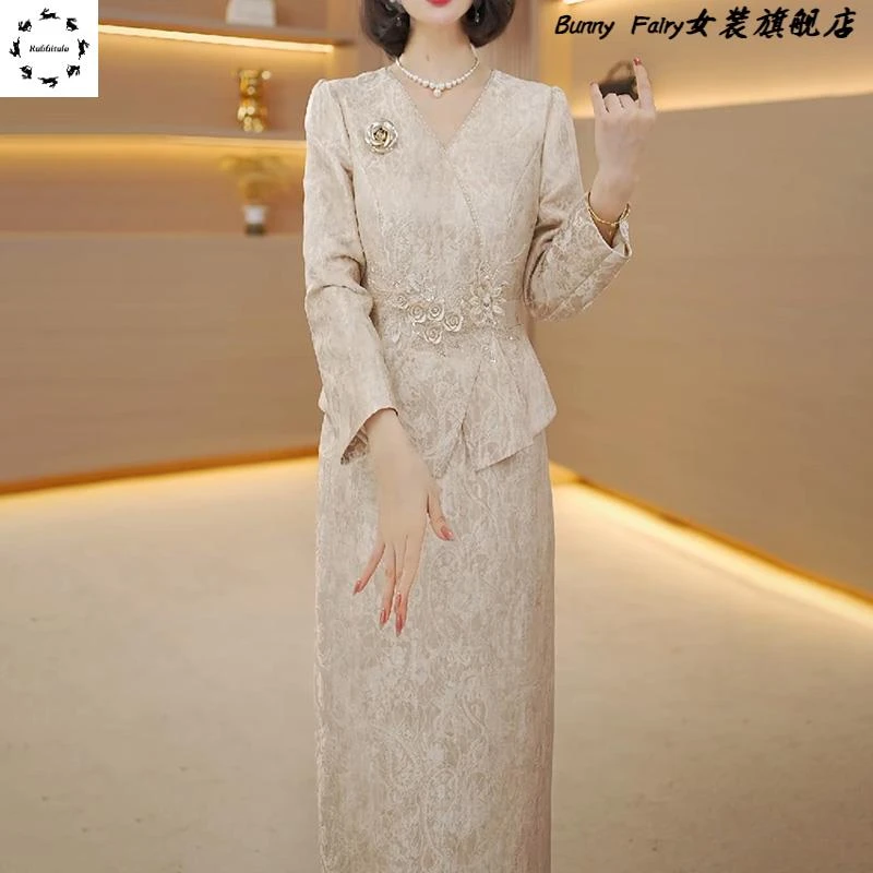 小香风套装连衣裙2025新款女春秋今年流行爆款正式场合两件套裙子