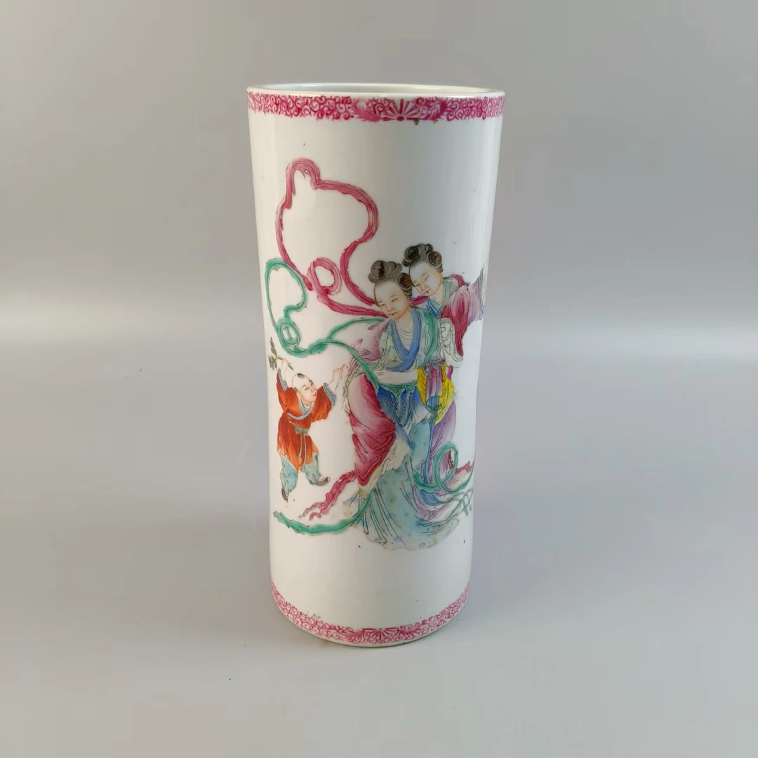 121 民国 粉彩人物帽筒-3060014