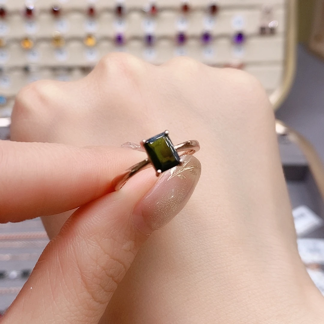 碧玺戒指银S925镶嵌戒指