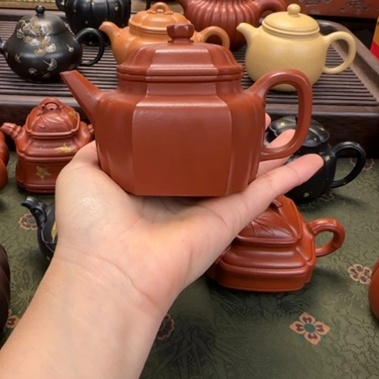 双***。茶壶紫砂宜兴紫砂筋纹德中朱泥