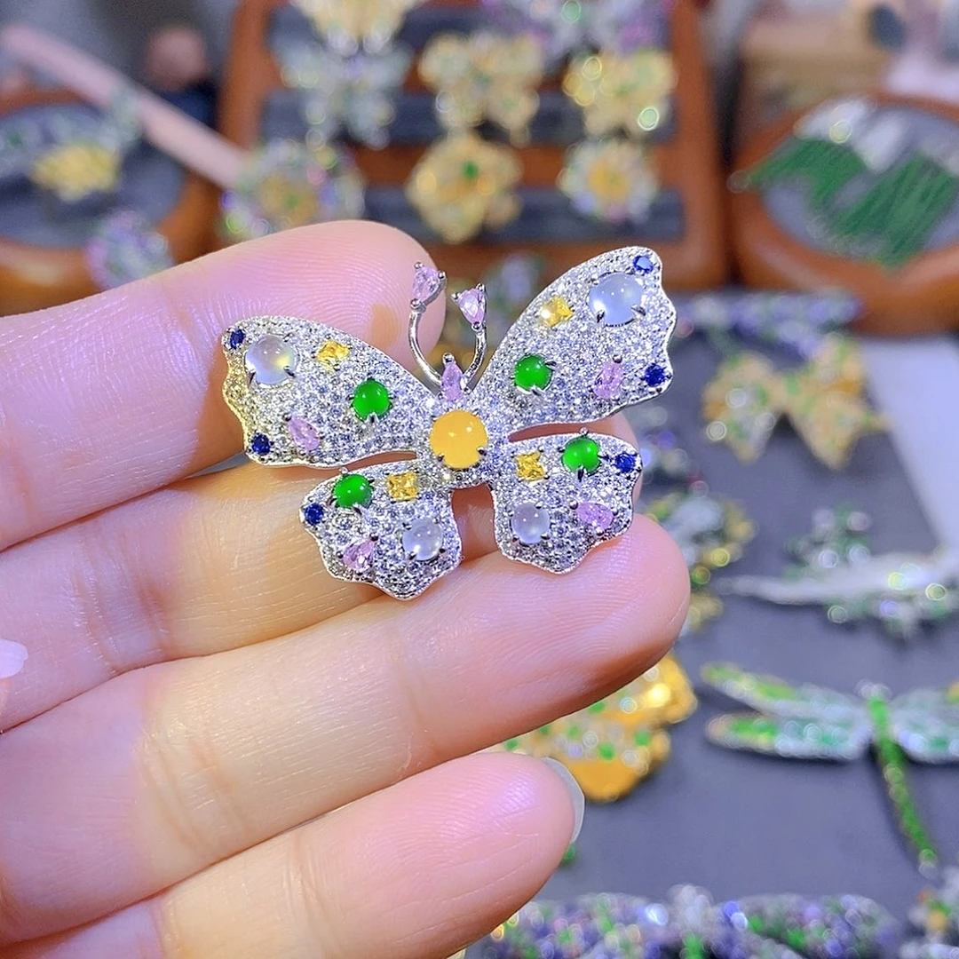 颈饰银S925镶嵌翡翠