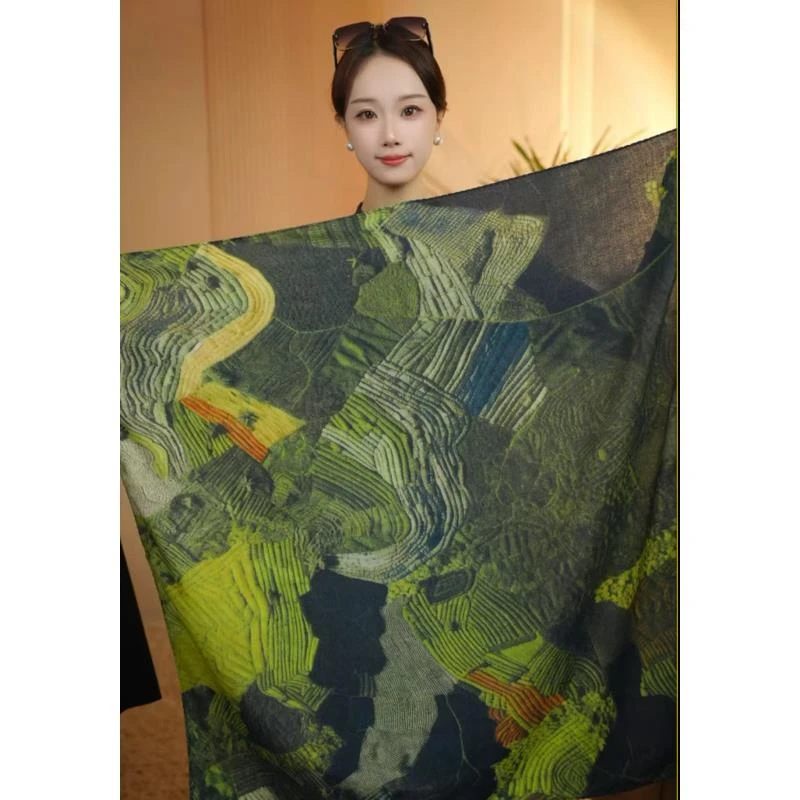 P12【梯田】时尚丝绒棉质双面异色85*85百搭舒适丝巾