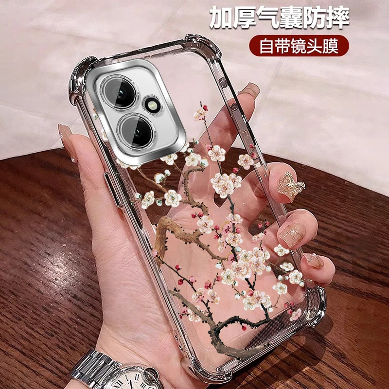 中国风梅花适用荣耀400手机壳四角防摔套 400Pro硅胶全包带镜头膜