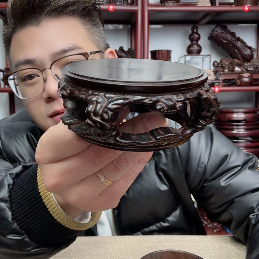 欣***哥大红酸枝工艺品底座