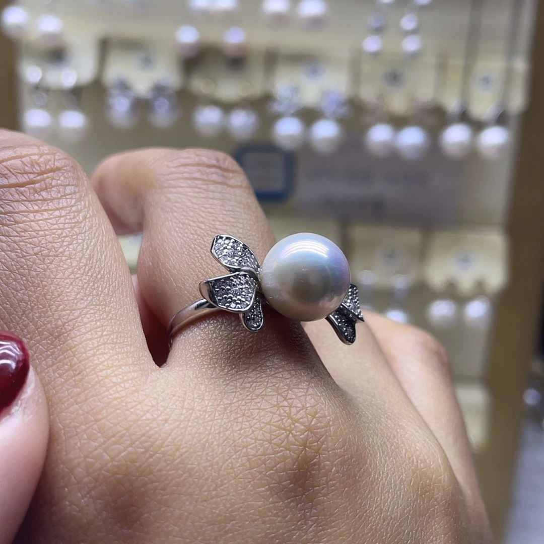 戒指淡水珍珠银S925镶嵌