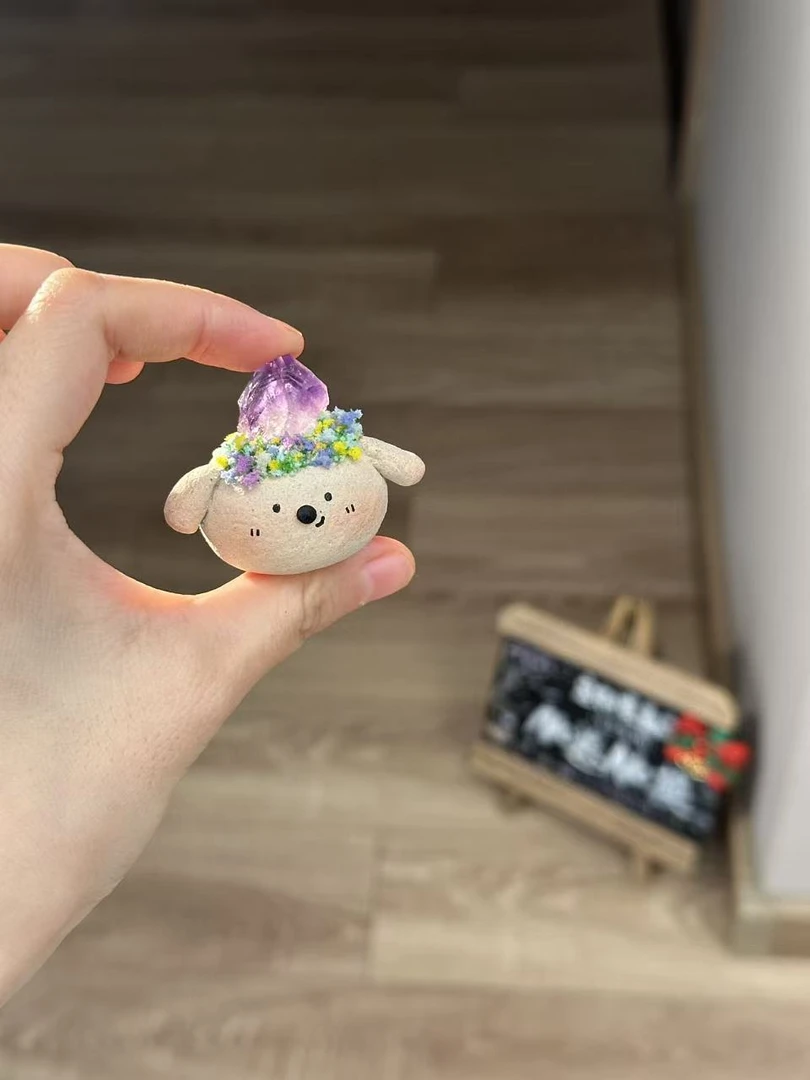 水晶小豆丁可爱高品质紫水精牙