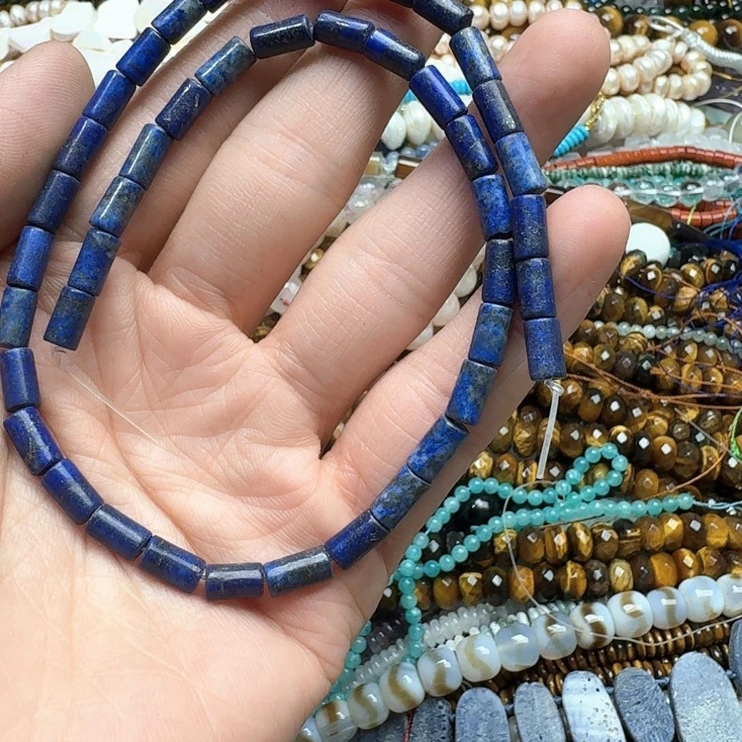 玛瑙/玉髓未镶嵌珠宝半成品一条5x8m青金石