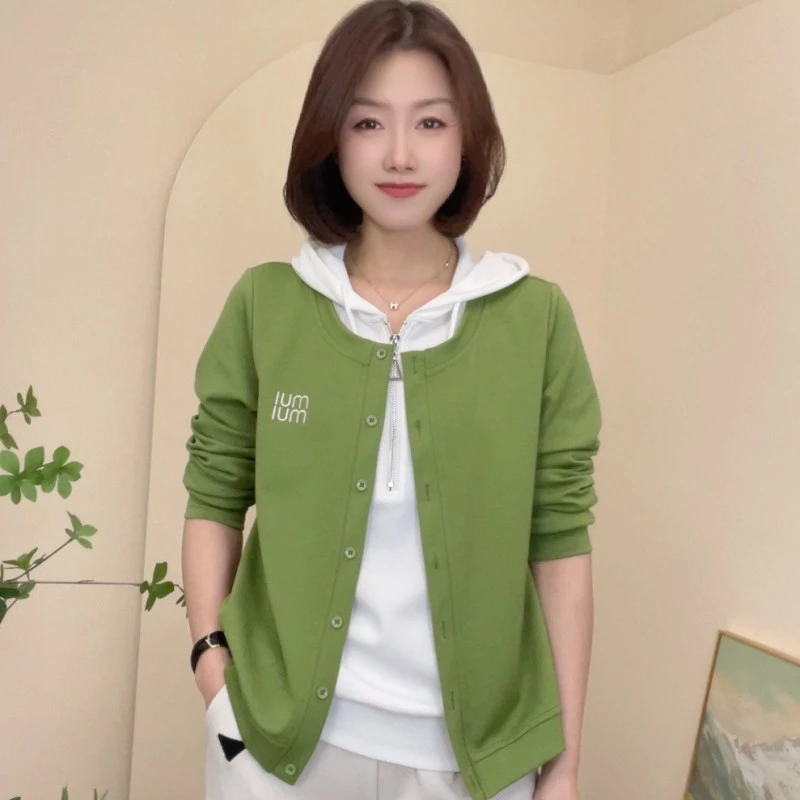 高档春季两件开衫卫衣连帽春秋新款女装长袖洋气时尚打底外套上衣