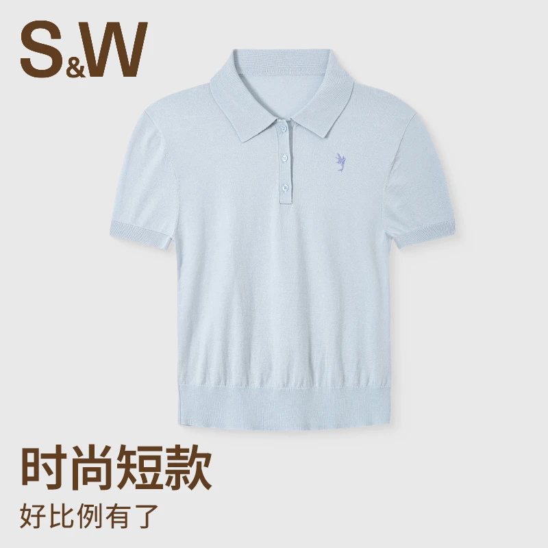 【多多专属】SW速惟新款刺绣透气Polo衫显瘦正肩短袖女装女款4328