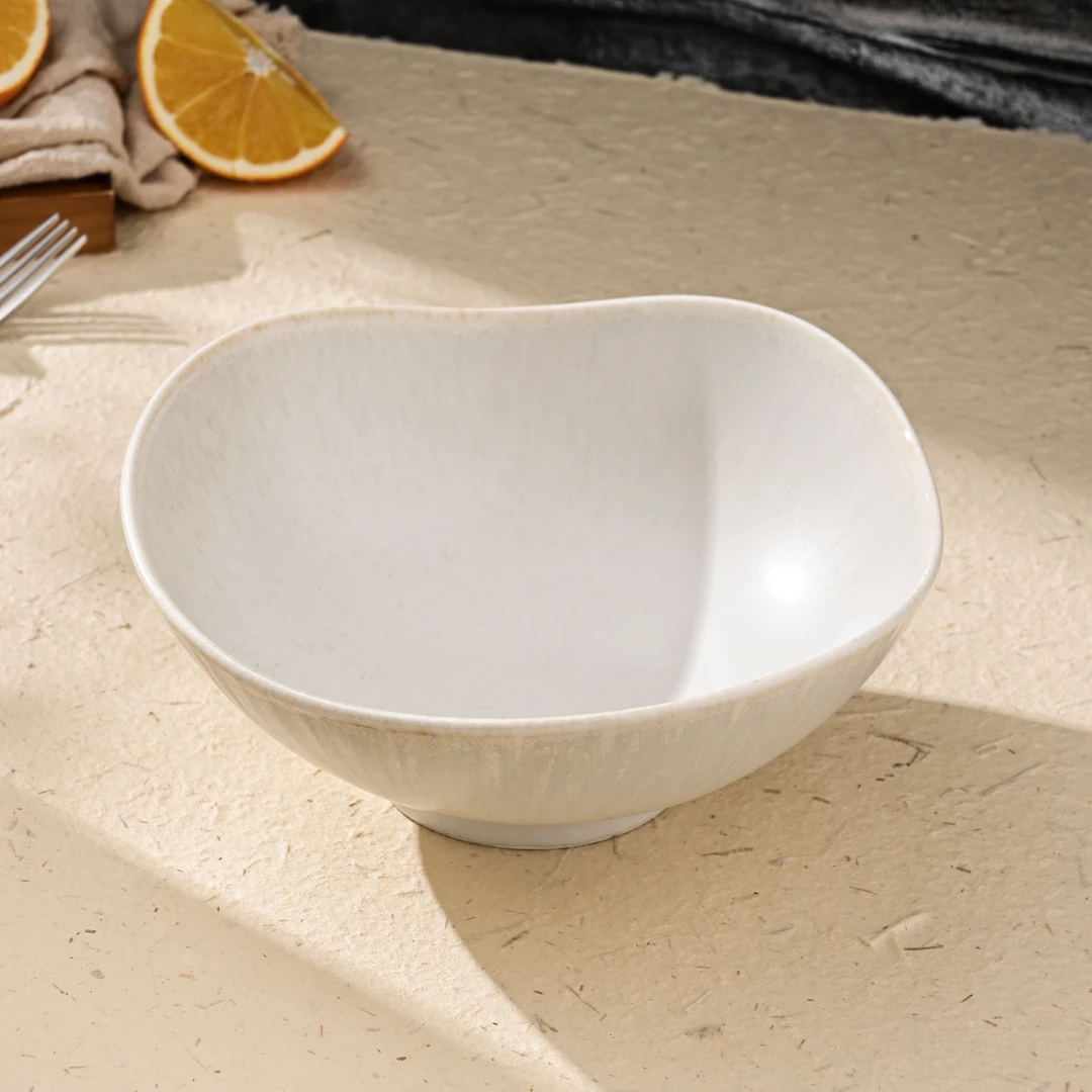 深圳红鸿 8英寸高端星级柴烧黄窑变釉 斗笠碗沙拉碗水果碗77