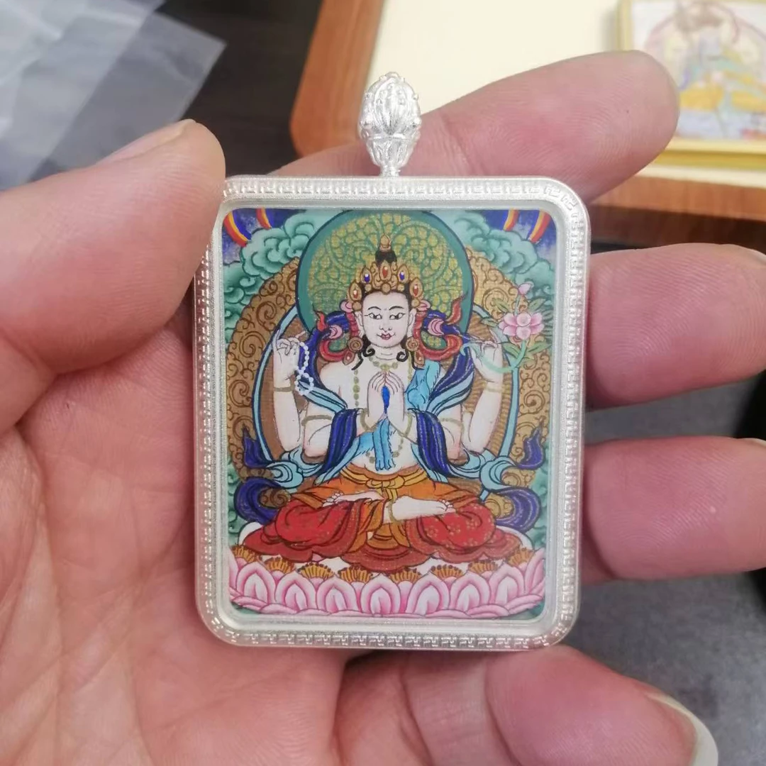 四臂观音 纯手绘 唐卡