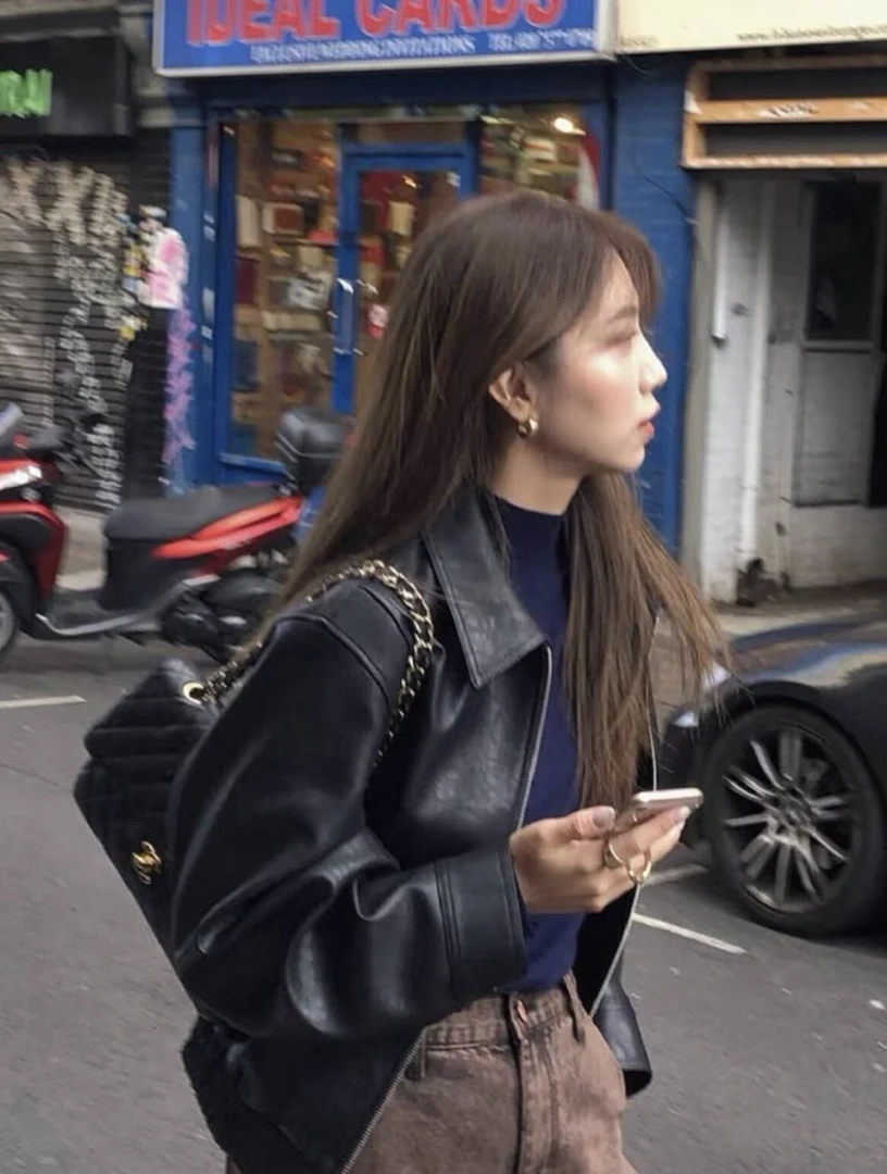 黑色短款皮衣外套女夹克2025春秋冬新款爆款高级感港风pu皮高个子