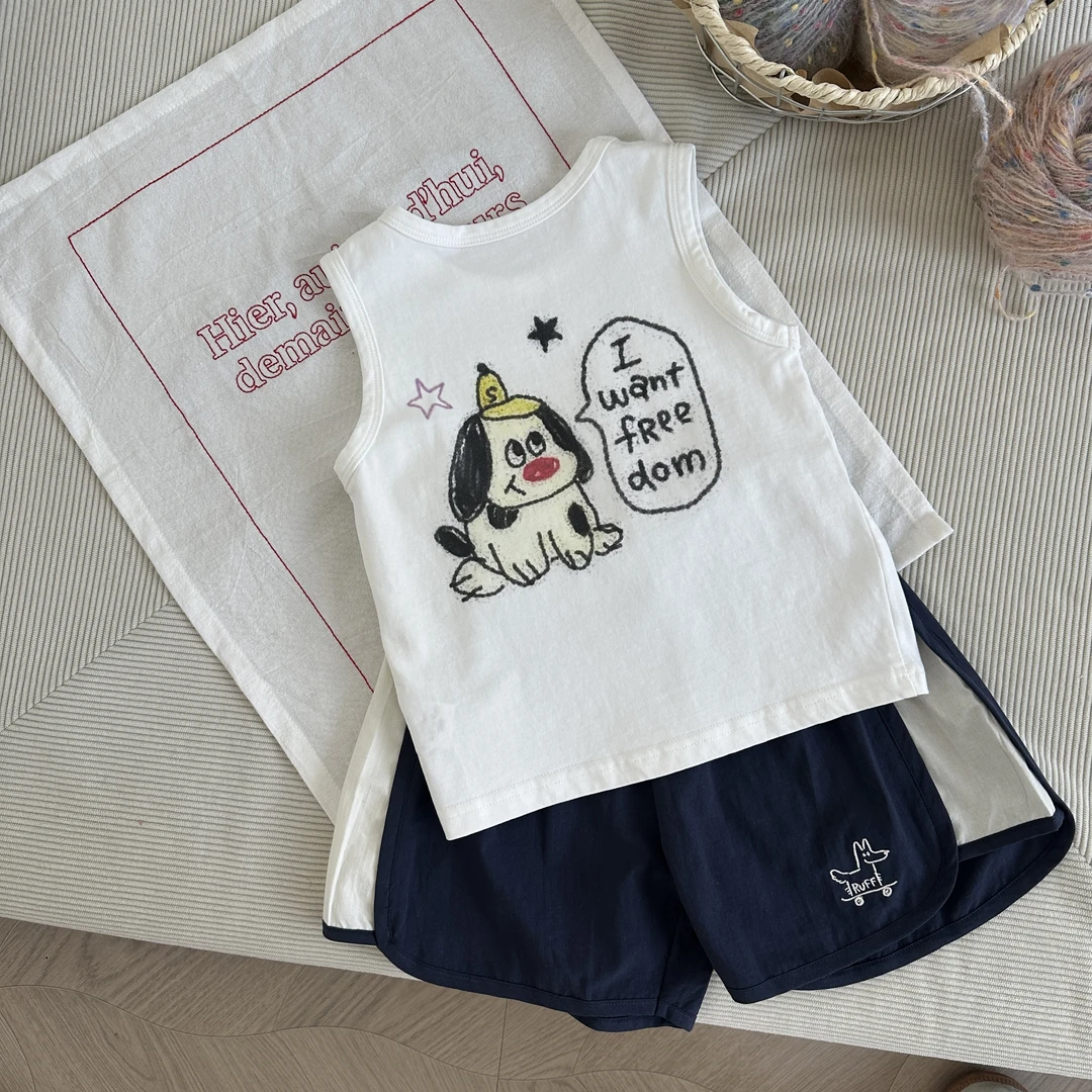 （K731-K789哈密瓜）儿童夏季男童上衣短袖裤子套装系卡通单件版