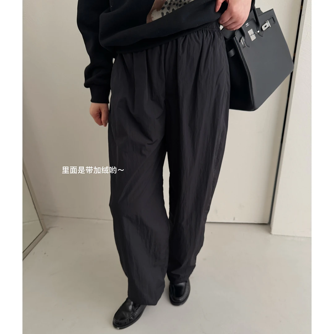 widelia秋冬款韩版8235个性通勤高腰百搭ins显瘦松紧腰加绒休闲裤