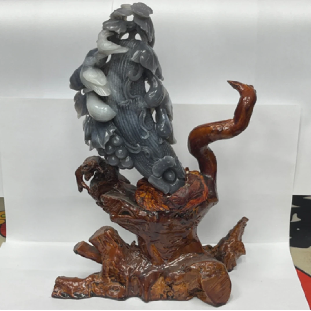 纯天然和田玉青海料紫色喜上眉梢硕果累累大丰收家居客厅玄关摆件