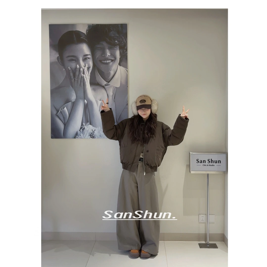 Sanshun-(芝加哥日记）-冬新款立领卷毛派克服加厚羽绒服时尚短款