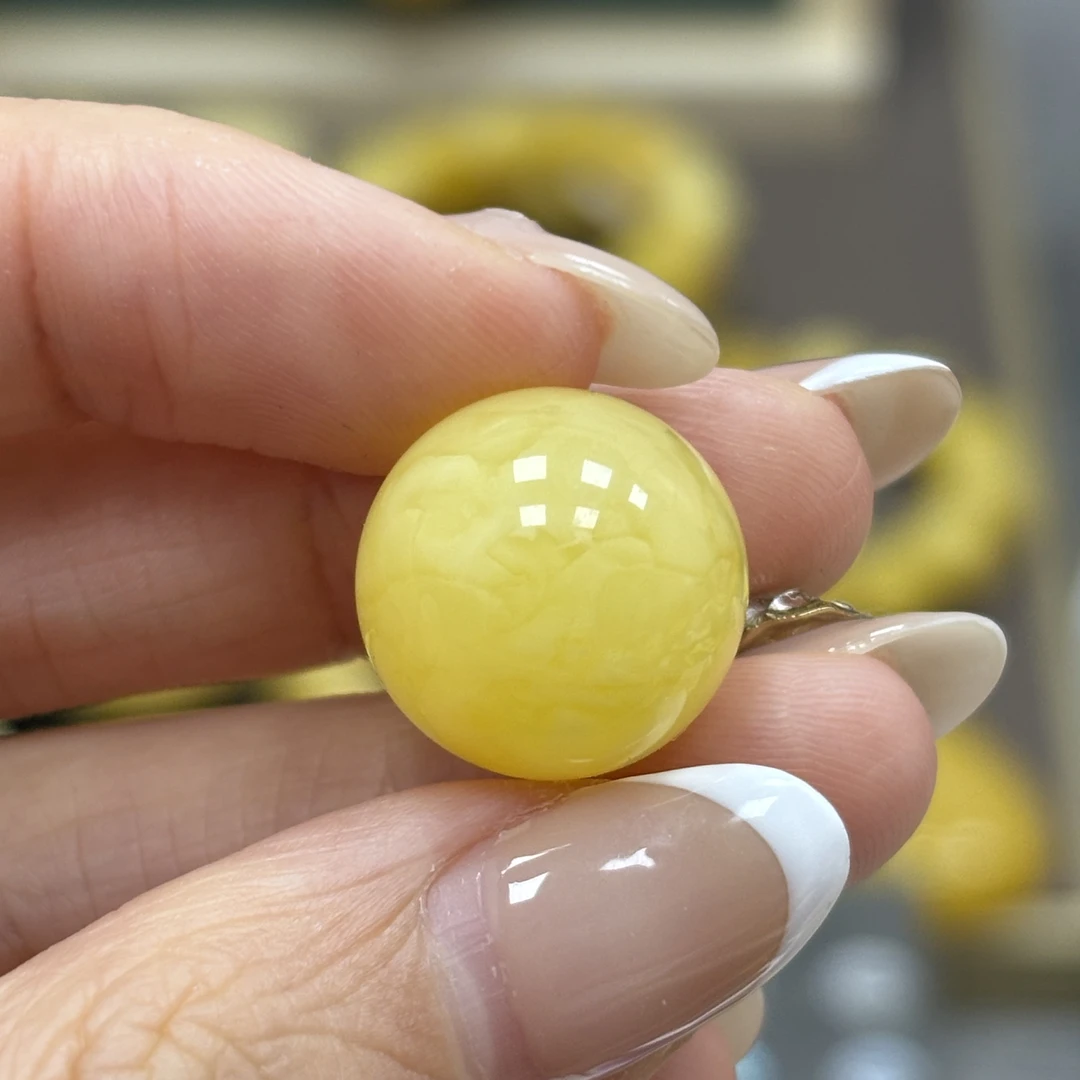 15.5mm 小妖珠宝天然原矿琥珀蜜蜡