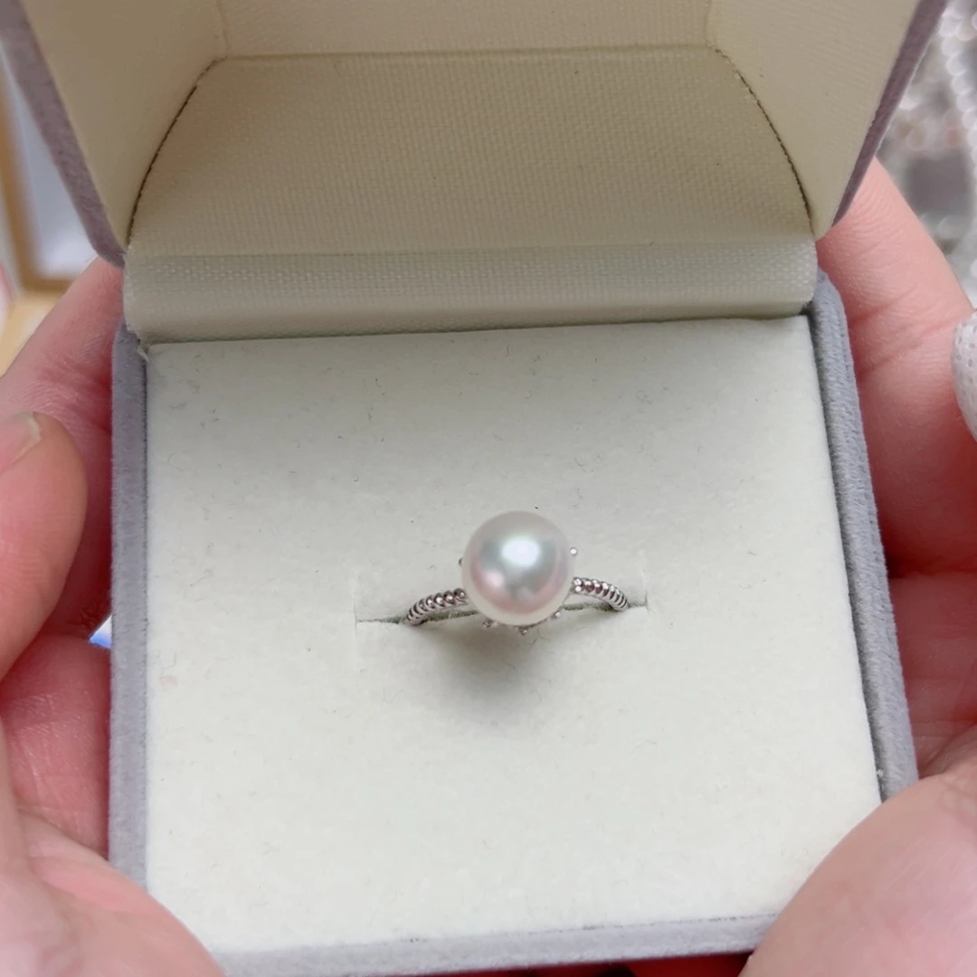 淡水珍珠银S925镶嵌戒指
