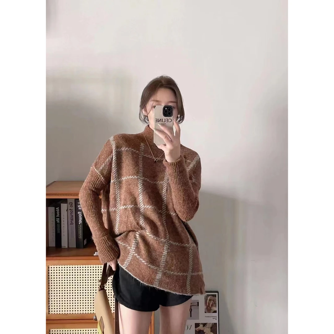 77643两色大格子毛衣