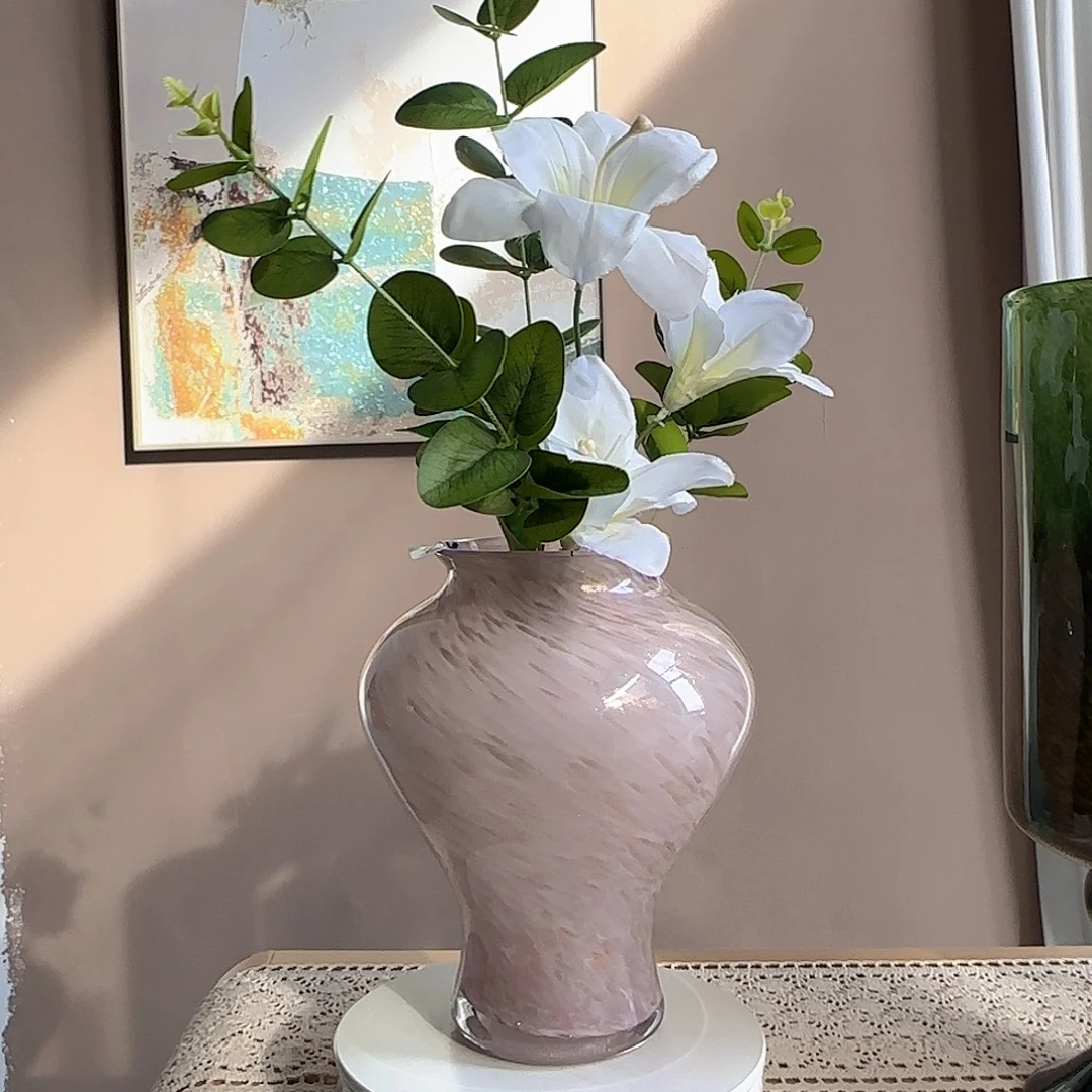 琉璃粉色手工琉璃花瓶